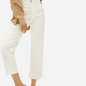 everlane straight leg crop jeans - bone